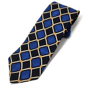 COLOURS by Alexander Julian Blue Black Geometric Silk Tie EUC